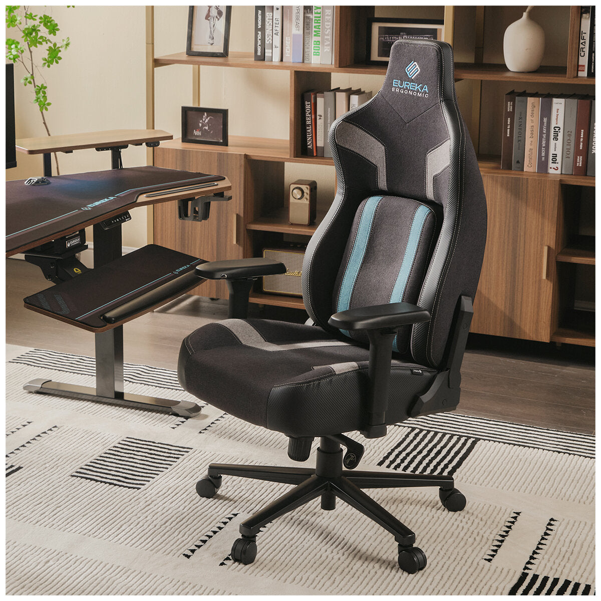 Eureka Python II GC08 Black/Blue Ergonomic Chair | Adjustable Lumbar Support, Breathable Mesh, 360° Swivel