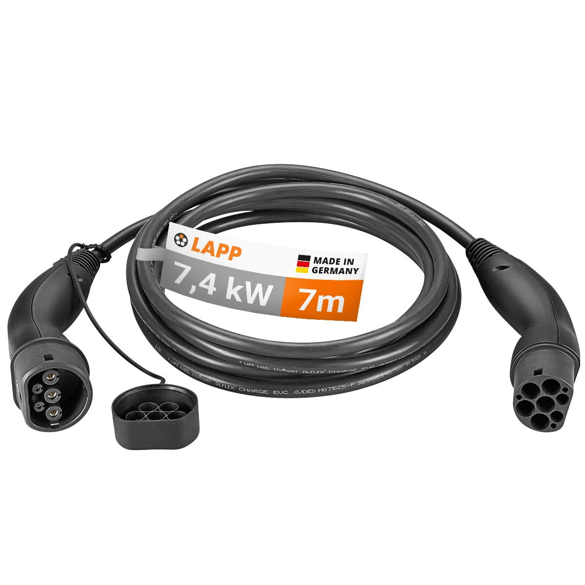 LAPP EV Charge Cable Type 2 (7.4kW-1P-32A) 7M Black