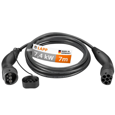 LAPP EV Charge Cable Type 2 (7.4kW-1P-32A) 7M Black - SuperSaverAU - view 1