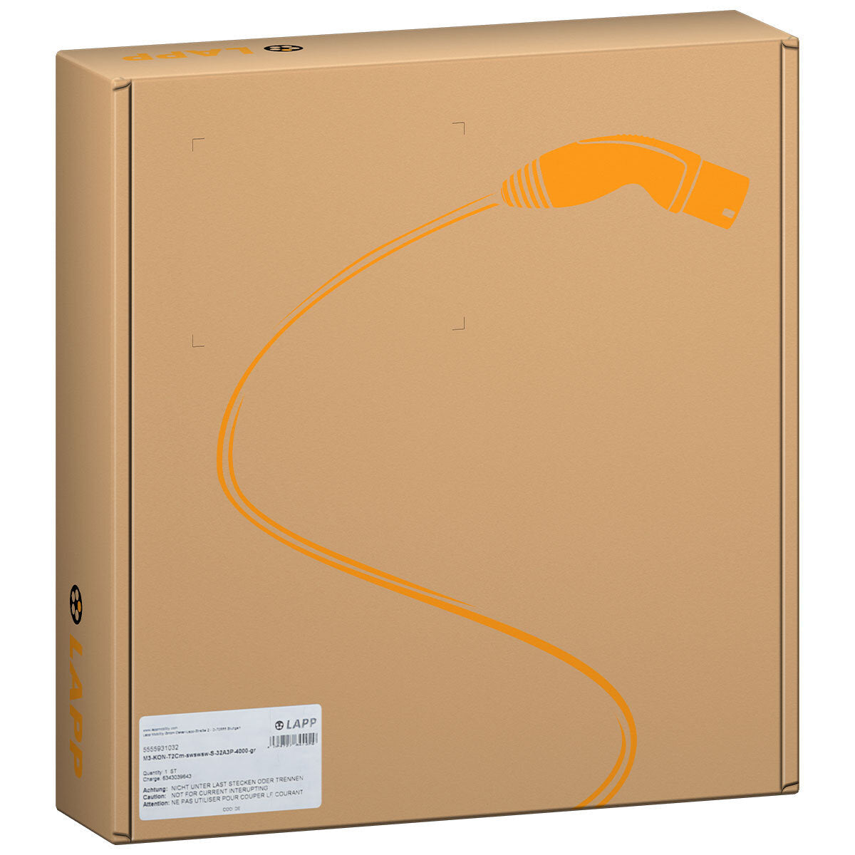 LAPP EV Helix Charge Cable Type 2 (7.4kW-1P-32A) 5M Orange - SuperSaverAU - view 7