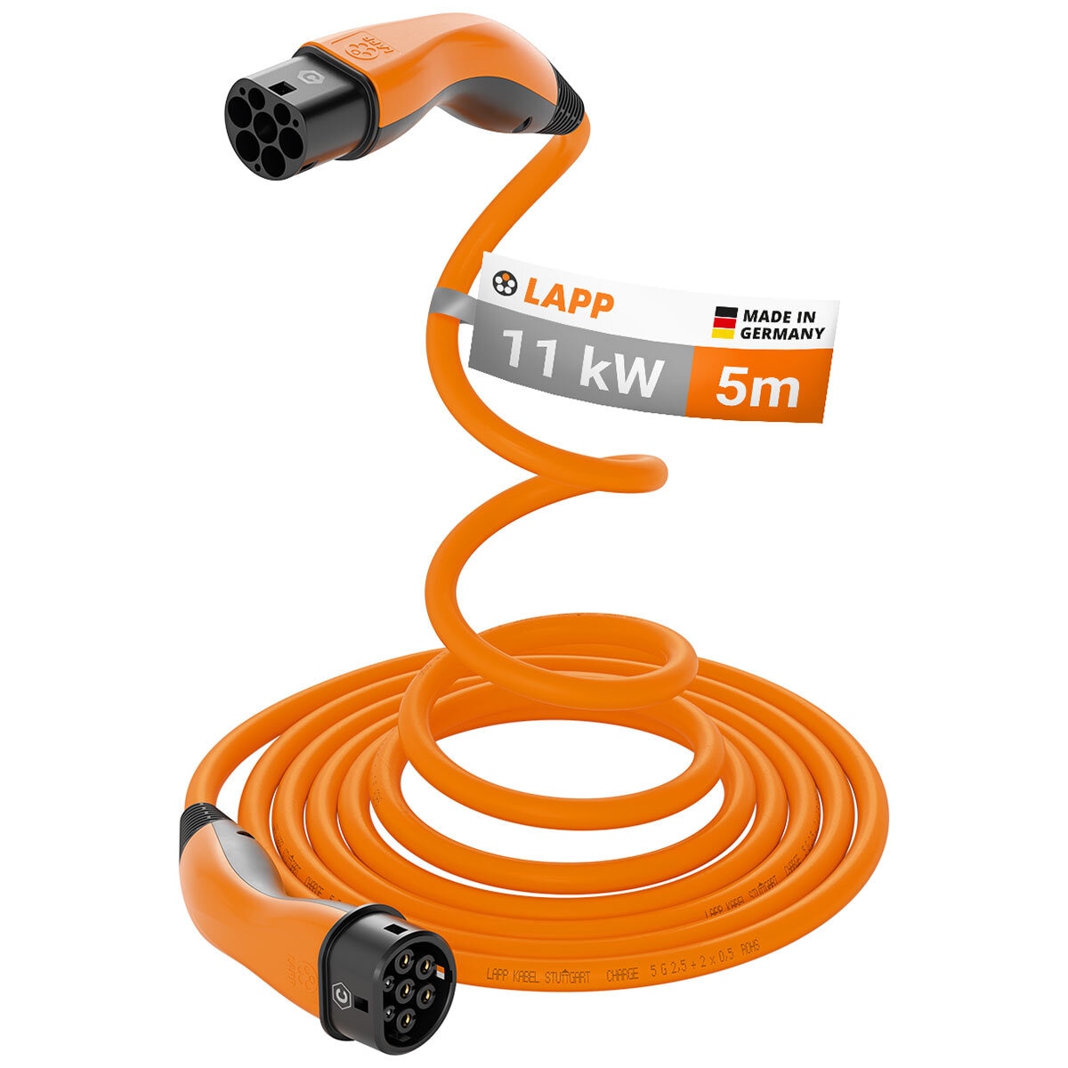 LAPP EV Helix Charge Cable Type 2 (11kW-3P-20A) Orange