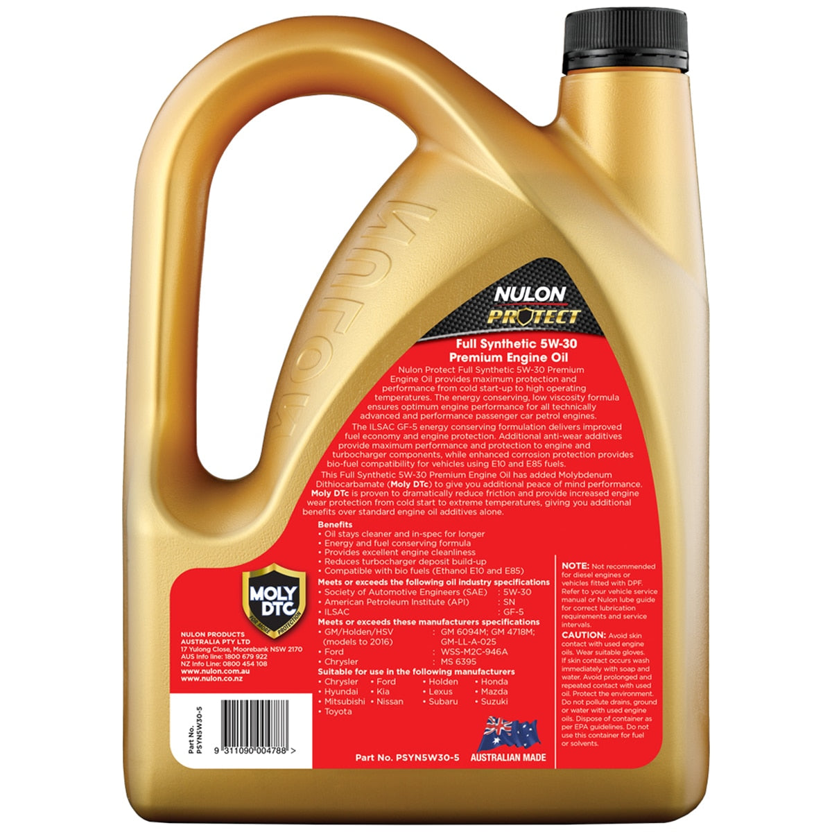 Nulon Protect Full Synthetic 5W-30 Premium Petrol Engine Oil – Auzzi Store