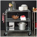 Trinity 3-Tier Silver Storage Cart – Rolling Utility Organizer with Wheels & Steel Frame - SuperSaverAU - view 2