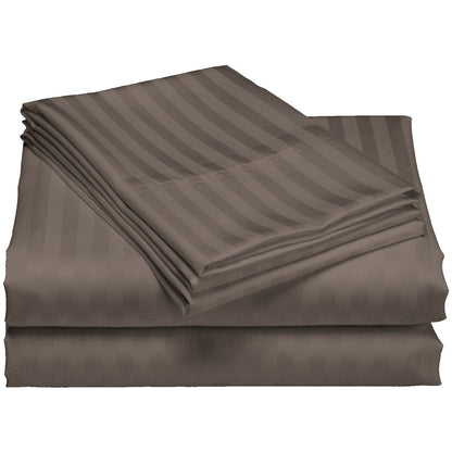 Royal Comfort 1200 Thread Count Damask Stripe Cotton Blend Quilt Cover King Set Pebble