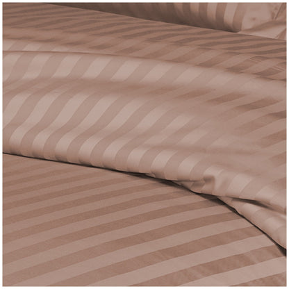 Ramesses 1200 Thread Count Cotton Sateen Stripe King Quilt Cover Set Coffee