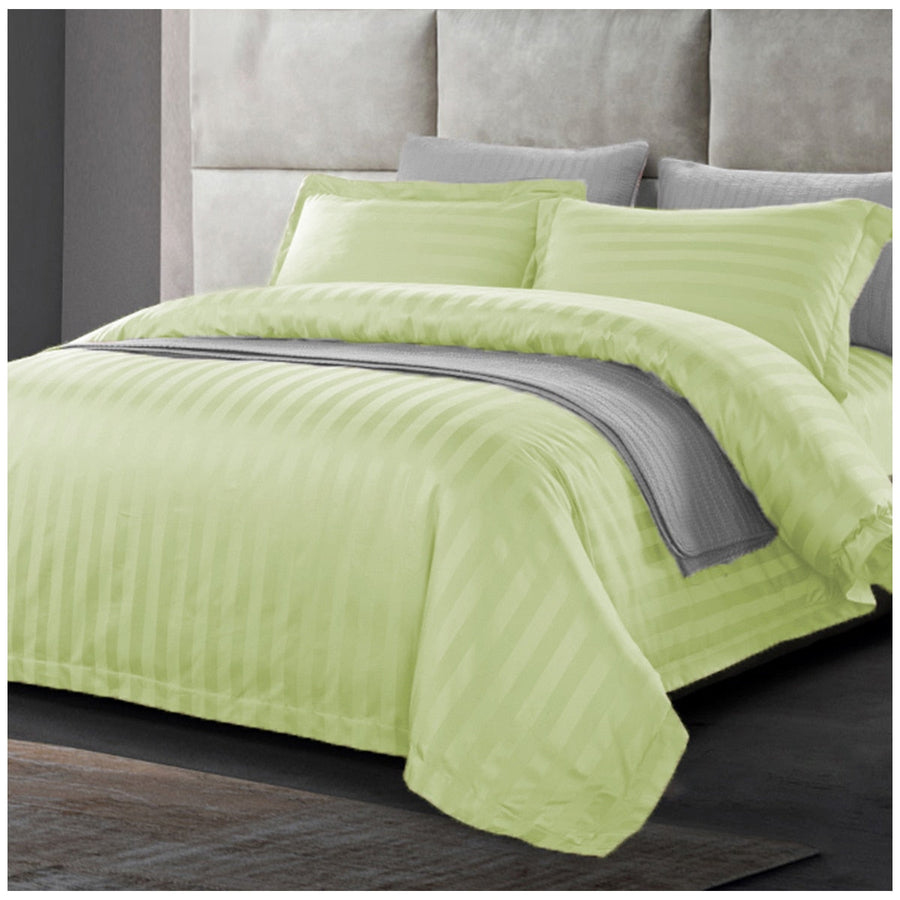 Ramesses 1200 Thread Count Cotton Sateen Stripe King Quilt Cover Set Mint - SuperSaverAU - view 1
