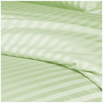 Ramesses 1200 Thread Count Cotton Sateen Stripe King Quilt Cover Set Mint