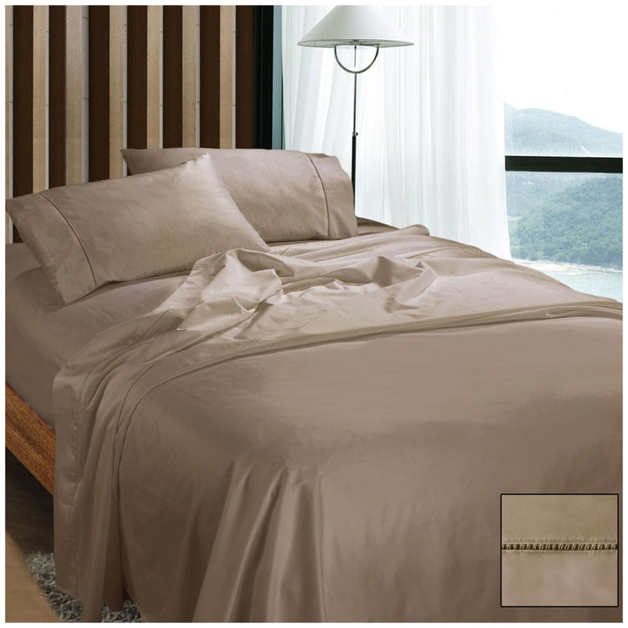 Ramesses 1100 Thread Count Cotton Sateen King Sheet Set Doeskin - SuperSaverAU - view 1