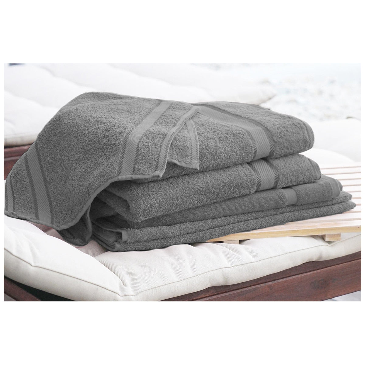 Kingtex Plain Dyed Combed Cotton Bath Sheet Set 7 Piece Charcoal