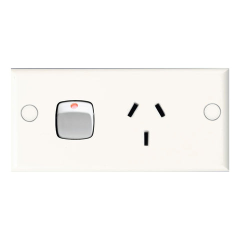 HPM Single Slimline Powerpoint - 98mm x 46mm - Plastic - Reliable - SuperSaverAU - view 1