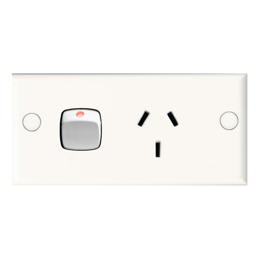 HPM Single Slimline Powerpoint - 98mm x 46mm - Plastic - Reliable - SuperSaverAU - view 1