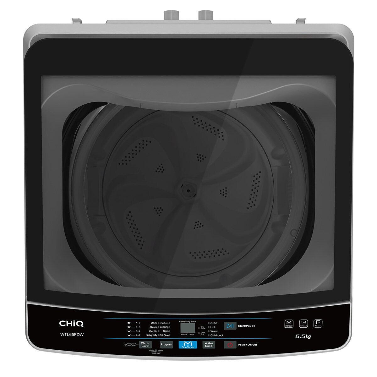 CHiQ 6.5kg Top Load Washing Machine - Glass Lid with Damper, Delay Start, 9 Programs - WTL65FDW