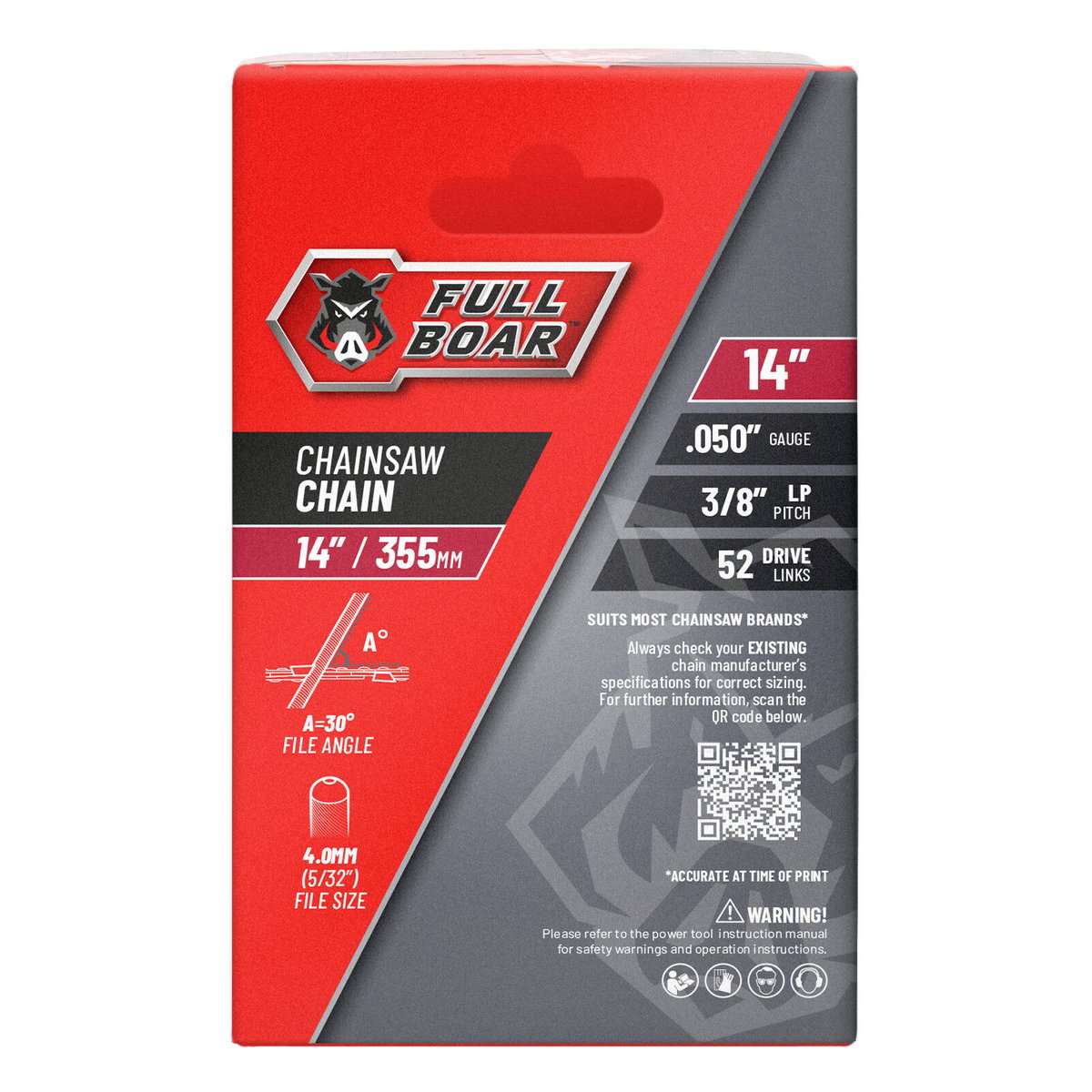 Full Boar Chainsaw Chain - 14" (355mm) - Semi Chisel - 52 Drive Links - SuperSaverAU - view 2