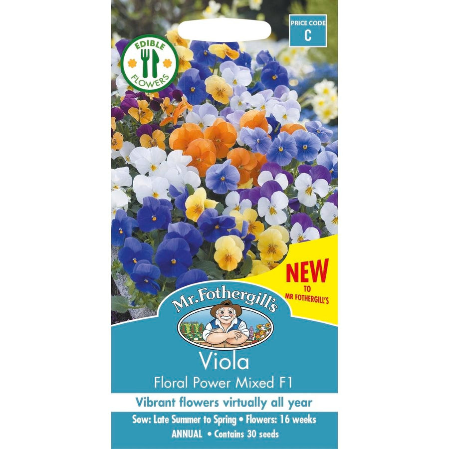 Mr Fothergill S Viola Floral Power Mix - 75mm - Seed - Compact Variety - SuperSaverAU - view 1