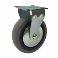 Easyroll 100mm Grey Rubber Fixed Plate Castor, Indoor, 55kg