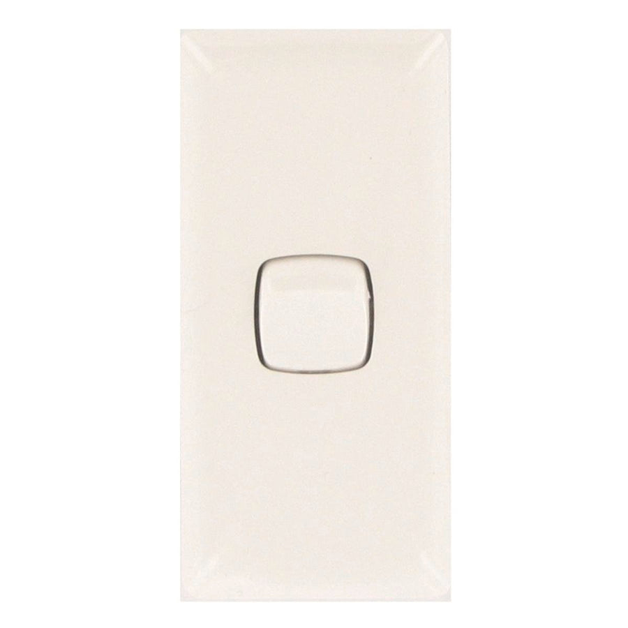 HPM 1 Gang Architrave Switch Gloss White 4mm Slim Design - SuperSaverAU - view 1