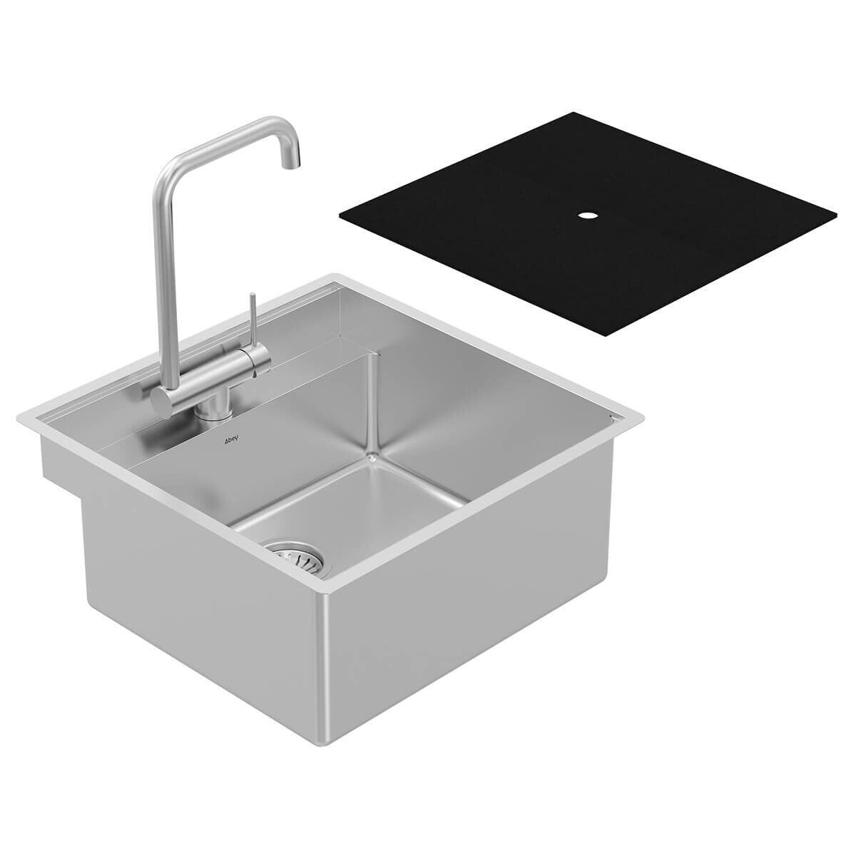 Abey Alfresco Single Bowl Sink and Foldable Tap Pack - 33.5L, 4 Star WELS, with Cover - FRAT500