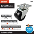 Move It 50mm 70kg Black Nylon Twin Wheel Swivel Plate Castor