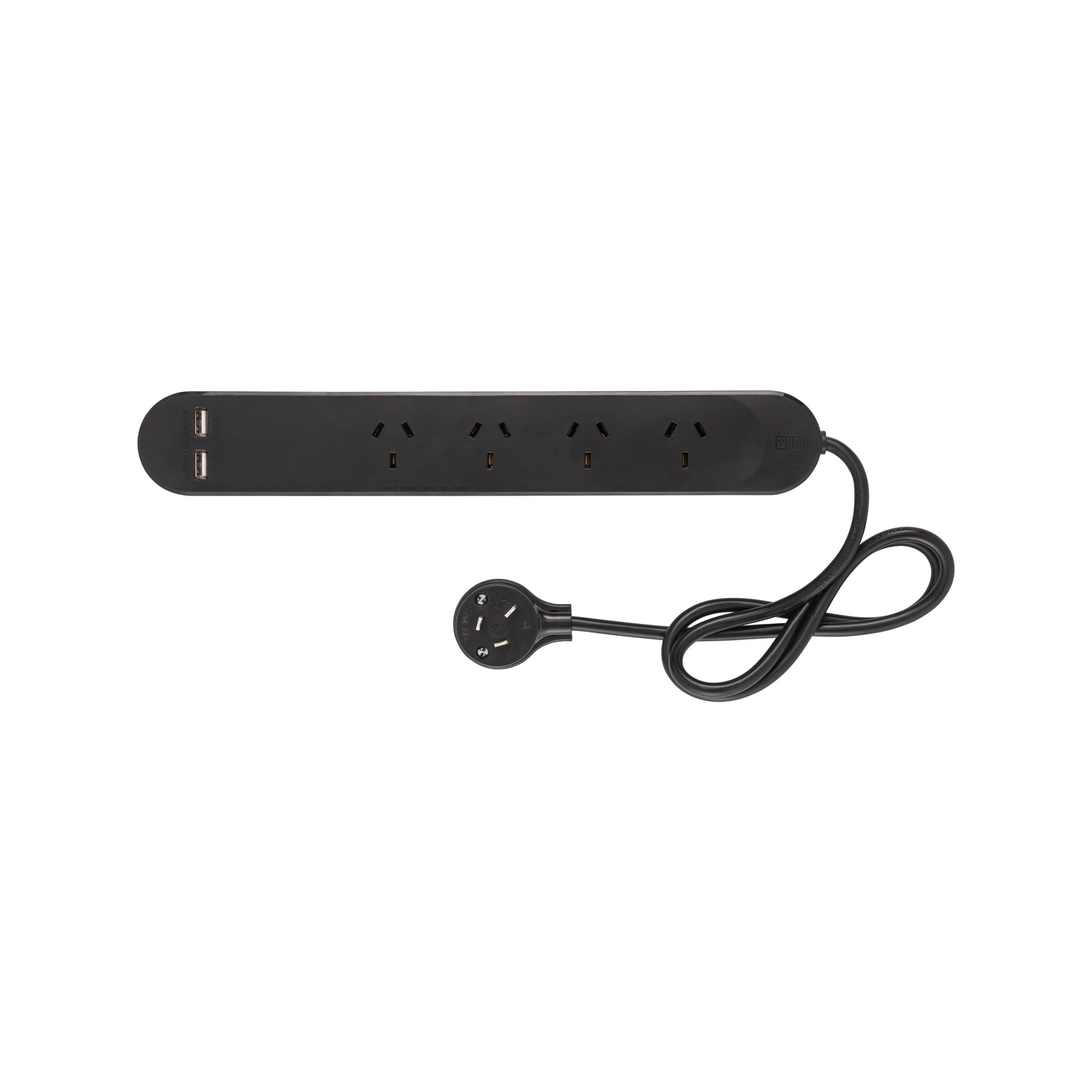 Hpm 4 Outlet Black Standard Usb Charging Powerboard - SuperSaverAU - view 1