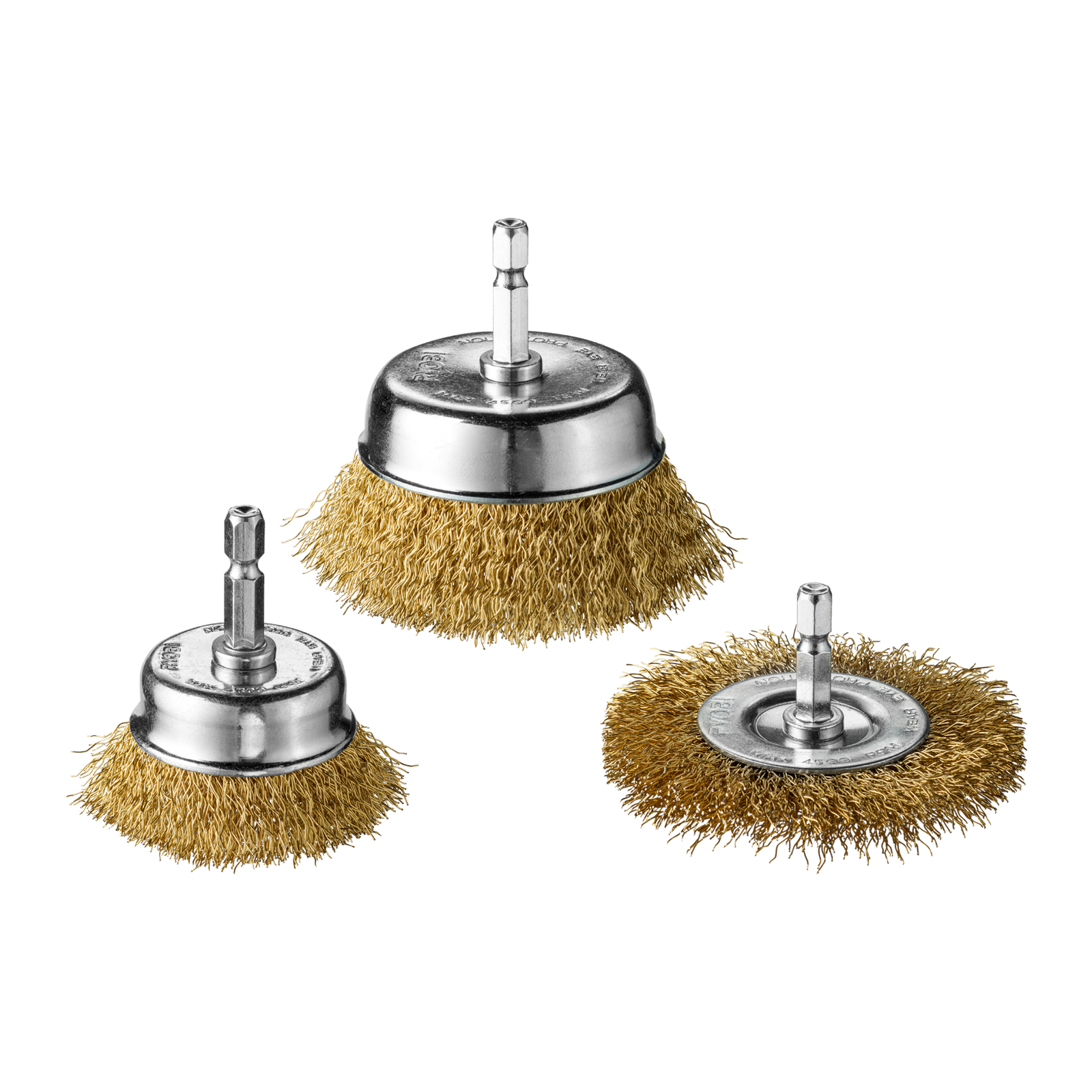 Ryobi 3 Piece Wire Brush Set - 76mm Wheel, 76mm & 50mm Cups, 1/4" Hex Shank
