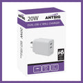 Antsig 20W Dual USB-C Wall Charger - 2 Ports - Fast Charging - Compact - SuperSaverAU - view 3