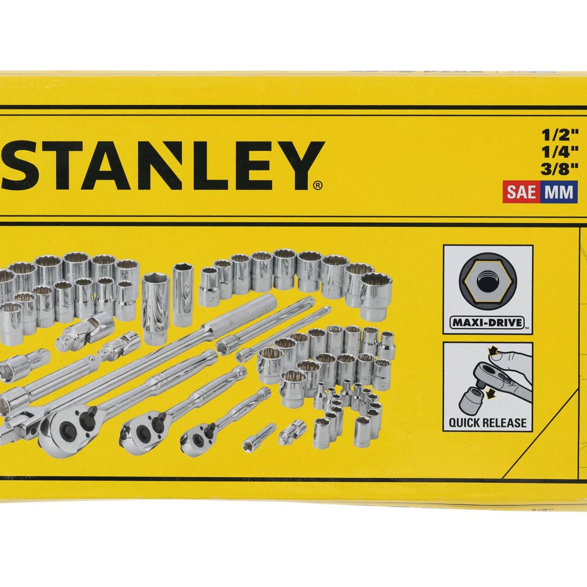 Stanley 64 Piece Socket Set - 1/4", 3/8", 1/2" Drive - Chrome Vanadium Steel - SuperSaverAU - view 3