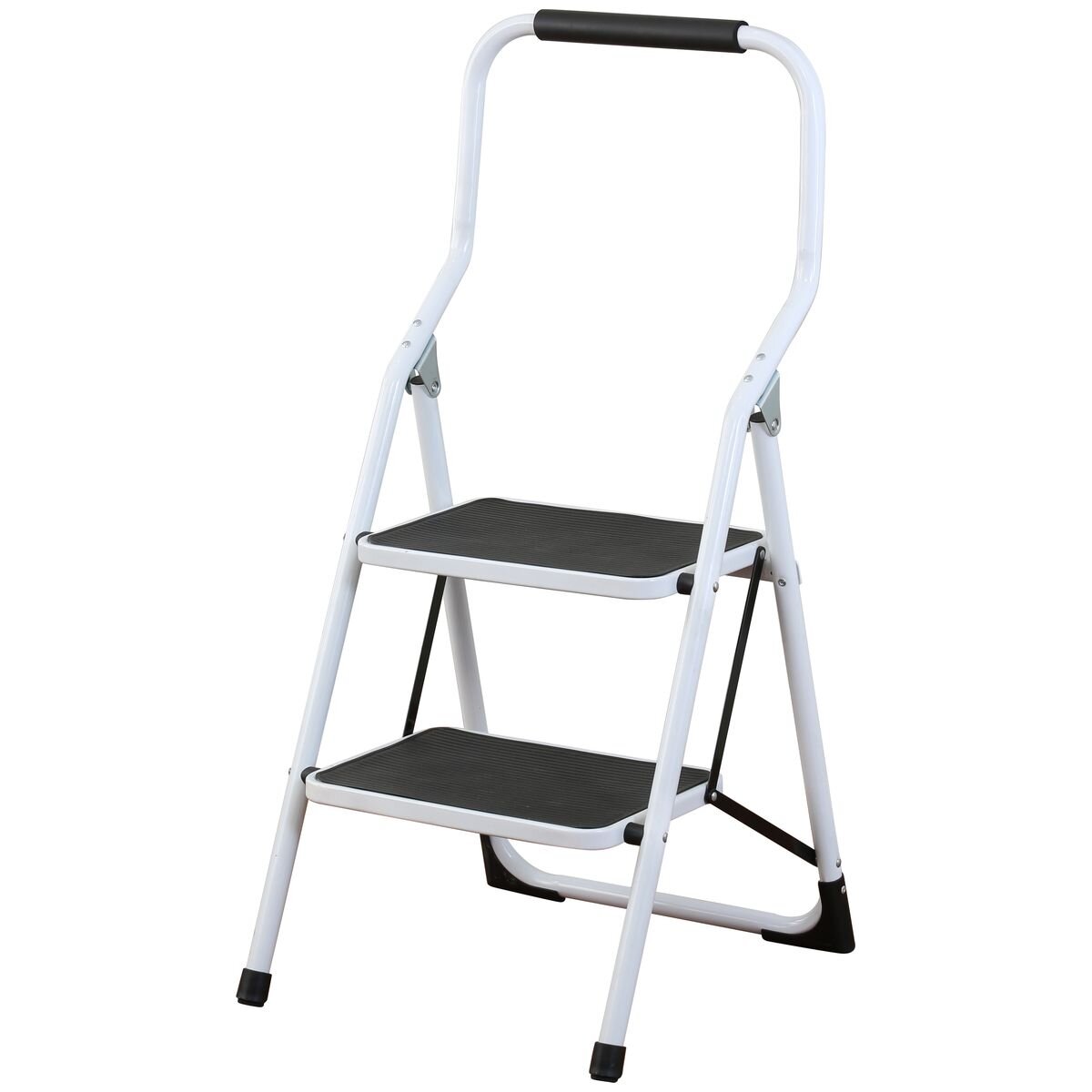 L.T. Williams 2 Step Ladder - White Powder Coated Steel - 150kg Load Capacity - 9755