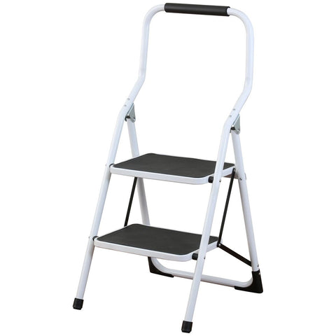 L.T. Williams 2 Step Ladder - White Powder Coated Steel - 150kg Load Capacity - 9755