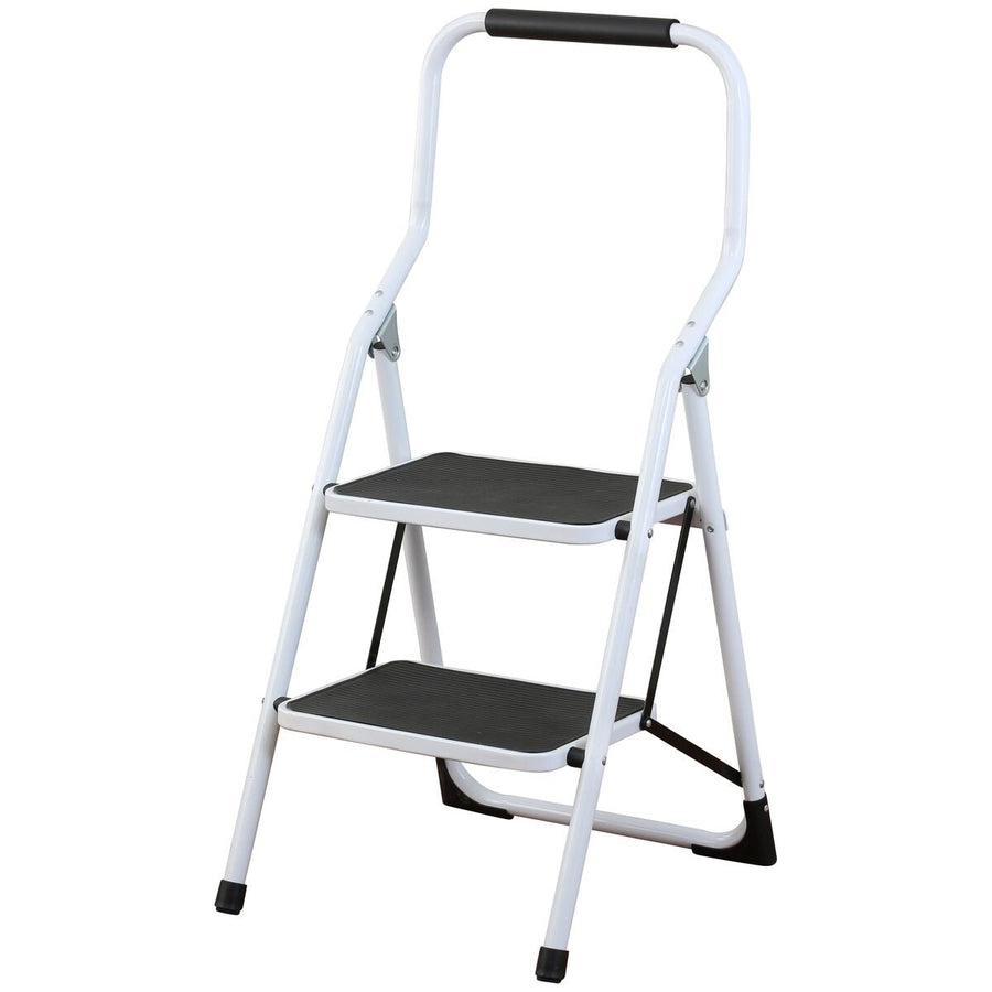 L.T. Williams 2 Step Ladder - White Powder Coated Steel - 150kg Load Capacity - 9755
