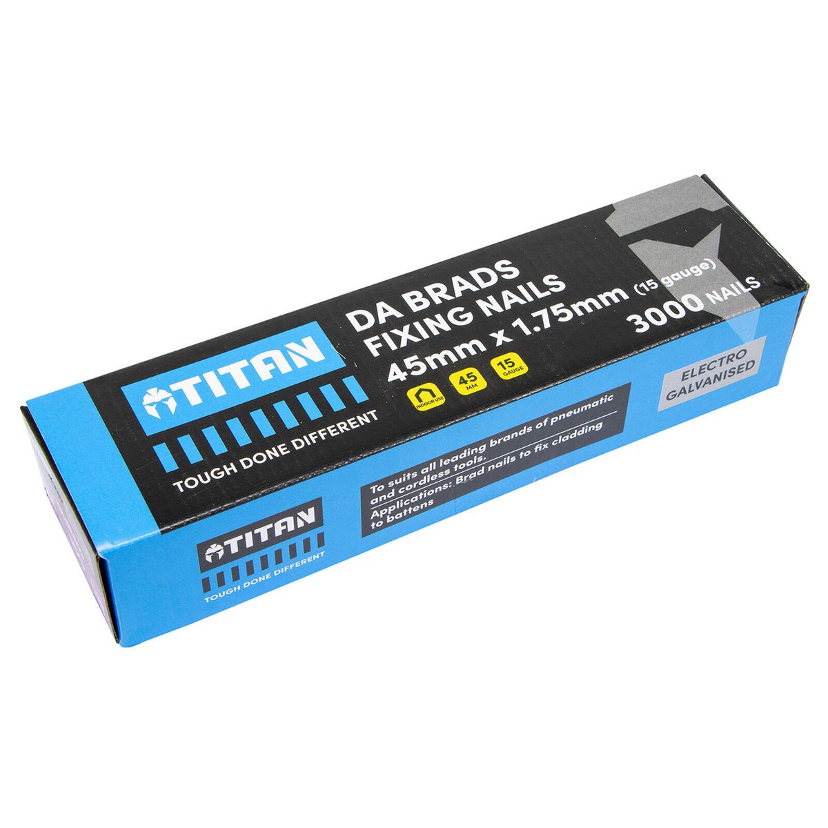 Titan 45mm Electro Galvanised 34° Angled Collated Nail Da Brads Pack 3000 - 15 Gauge - Precision Fastening - SuperSaverAU - view 2