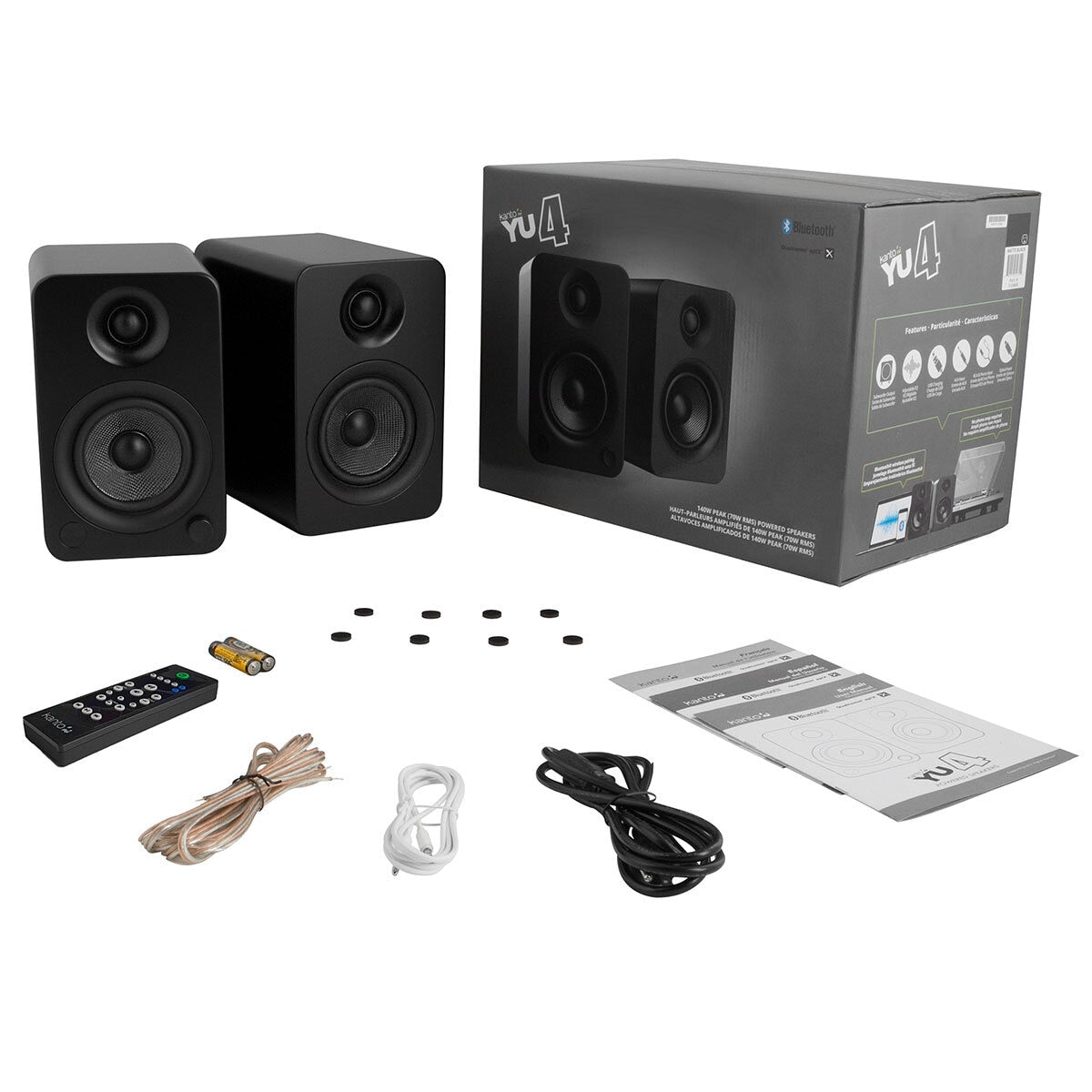 Kanto YU4 140W Powered Bookshelf Speakers With Bluetooth And Phono Preamp Matte Black KO-YU4MB-I - SuperSaverAU - view 5