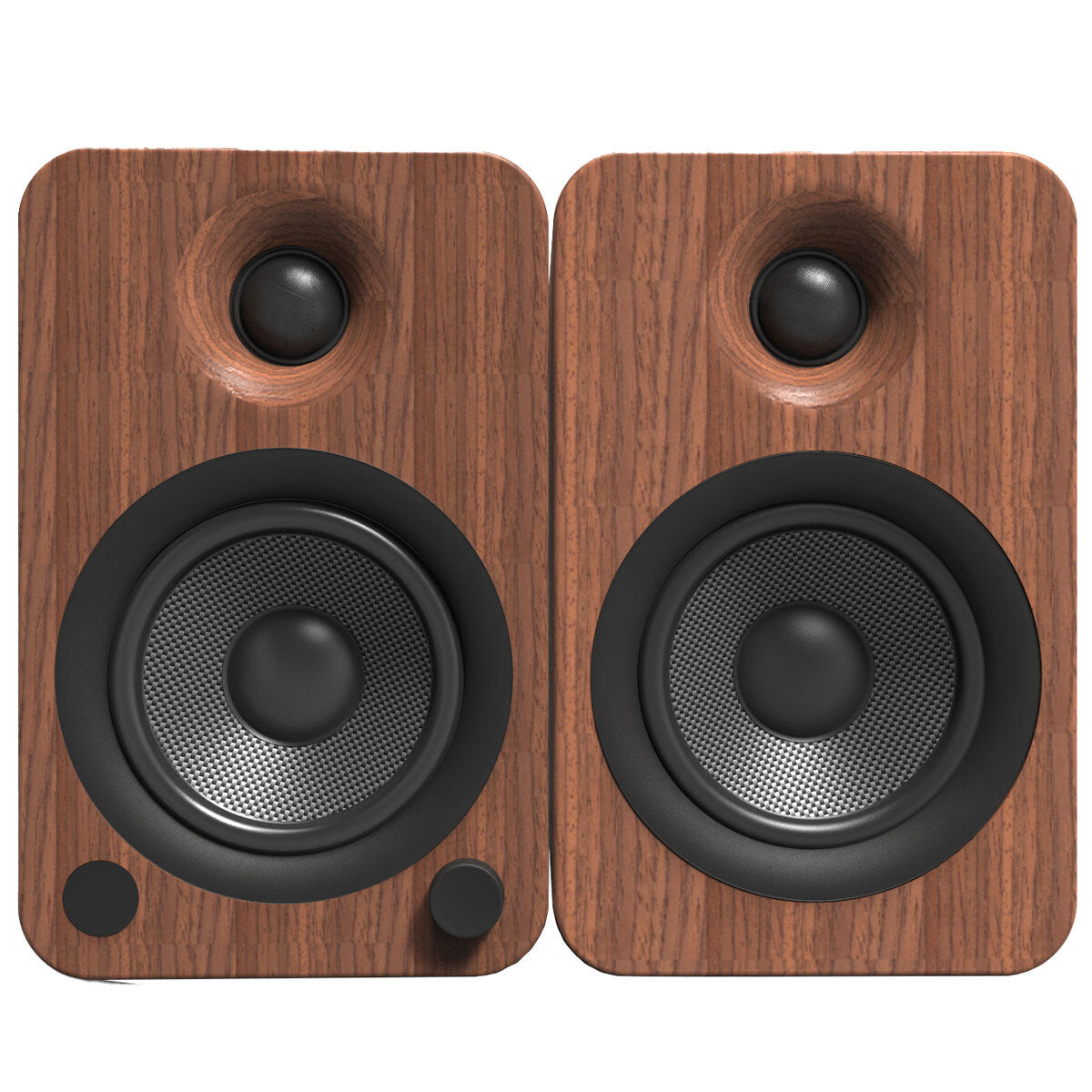 Kanto YU4 140W Powered Bookshelf Speakers Walnut - Bluetooth, Phono Preamp, 4" Drivers