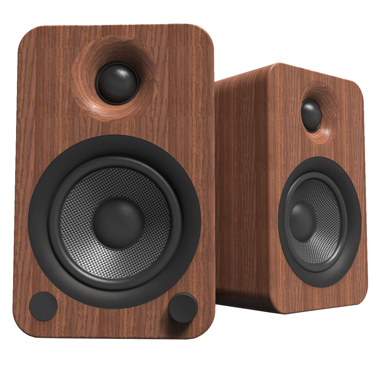 Kanto YU4 140W Powered Bookshelf Speakers Walnut - Bluetooth, Phono Preamp, 4" Drivers