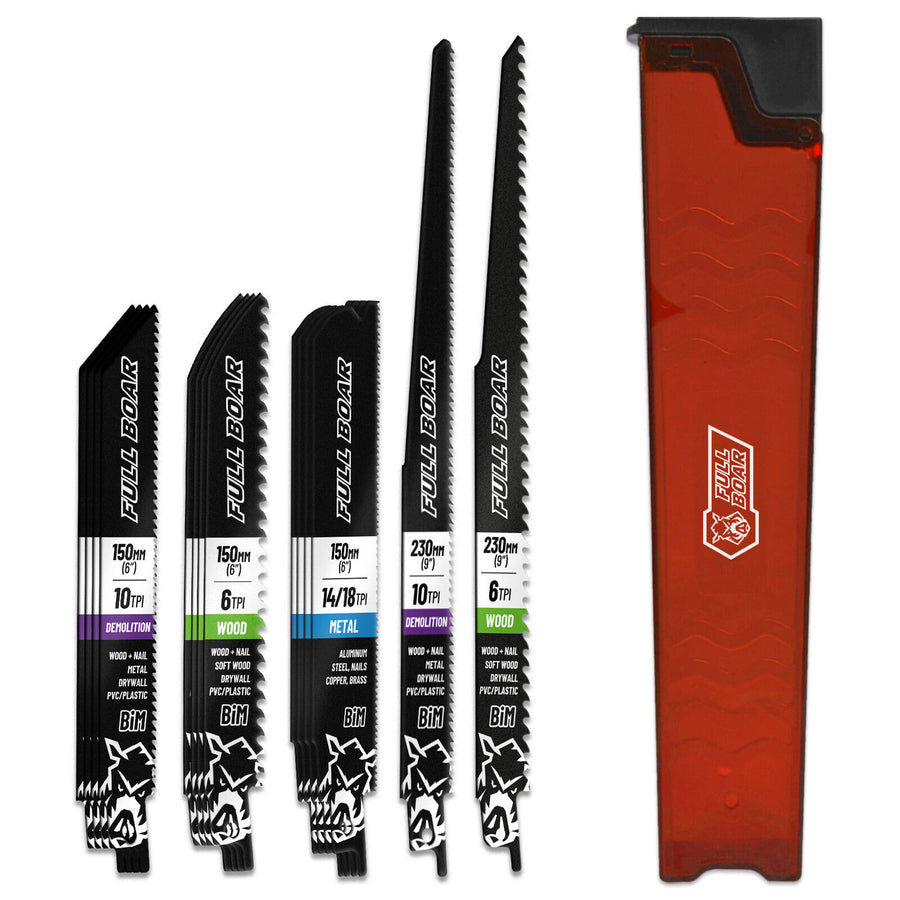 Full Boar 14 Piece Reciprocating Saw Blade Set for Wood Metal Demolition