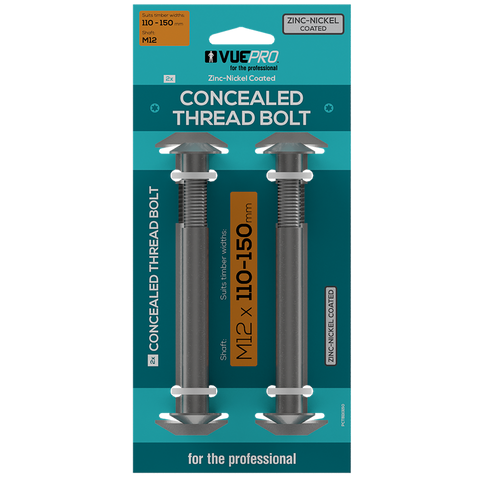 Vuepro Concealed Thread Bolt - 150mm - Zinc Nickel Coated - Heavy Duty - SuperSaverAU - view 1