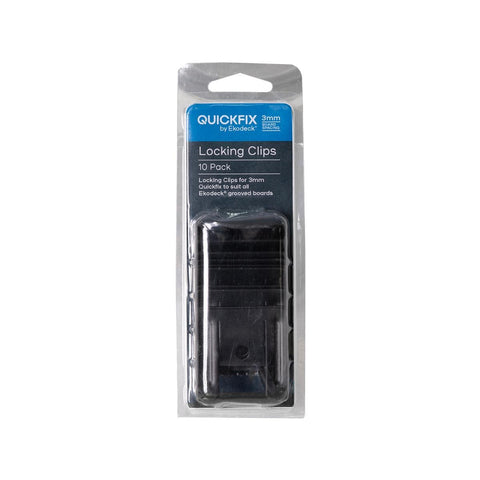 Quickfix Ekodeck 3mm Locking Clips 10 Pack - Stainless Steel - Black - Secure Fastening - SuperSaverAU - view 1