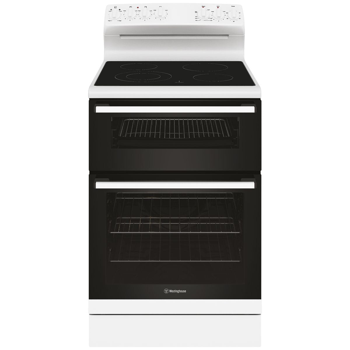 Westinghouse 60cm Electric Freestanding Oven - 80L Fan Forced, Dual Zone Ceramic Cooktop, Grill - WLE642WCB