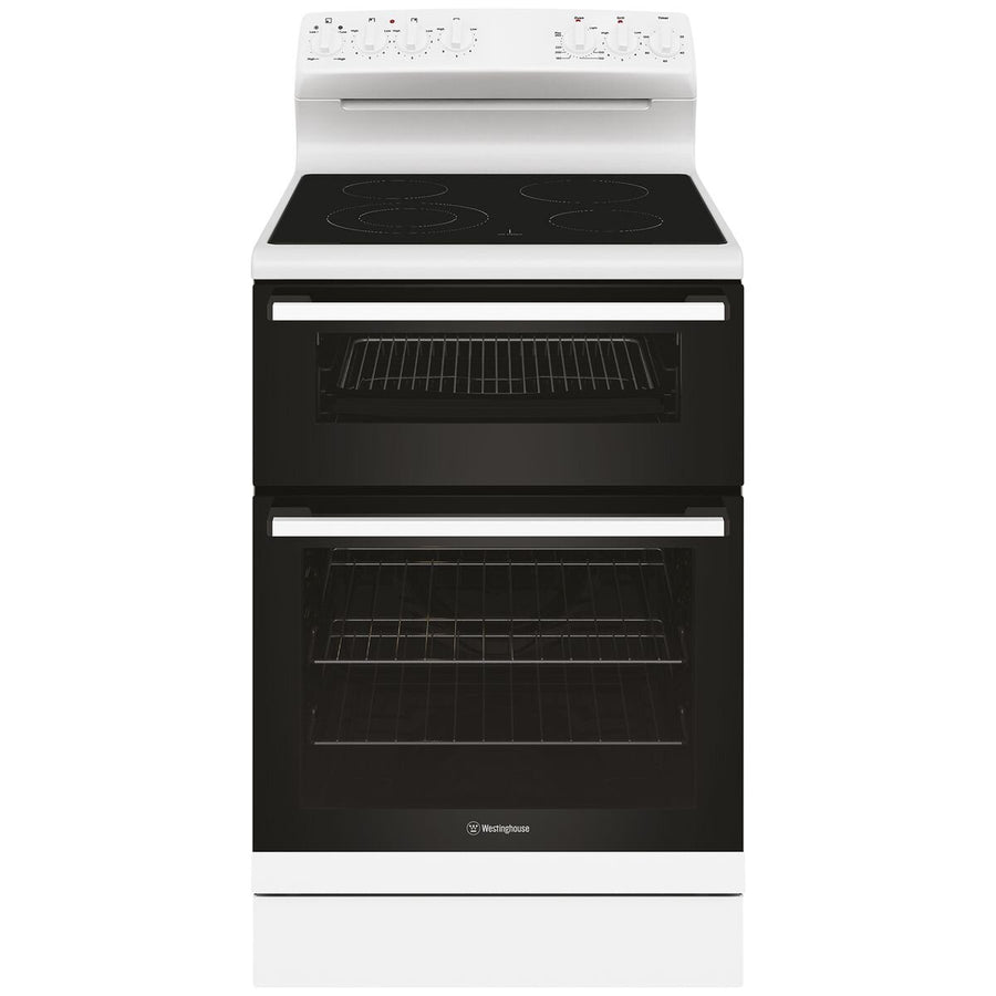Westinghouse 60cm Electric Freestanding Oven - 80L Fan Forced, Dual Zone Ceramic Cooktop, Grill - WLE642WCB