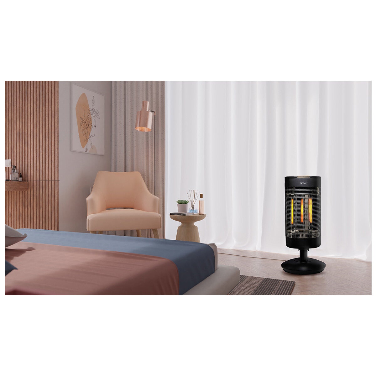 Ionmax Ray Far Infrared 1200W Heater - Black, Auto Swing, Timer up to Nine Hours - ION801