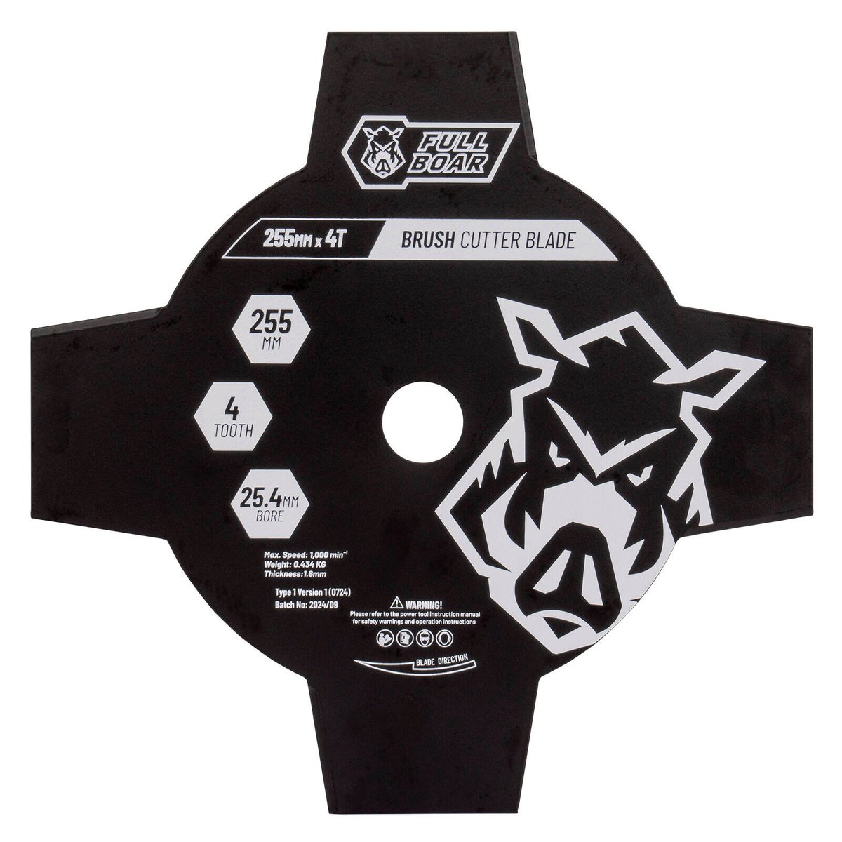 Full Boar Brush Cutter Blade - 255mm x 4t - Hardened Steel - Durable Cutting - SuperSaverAU - view 1