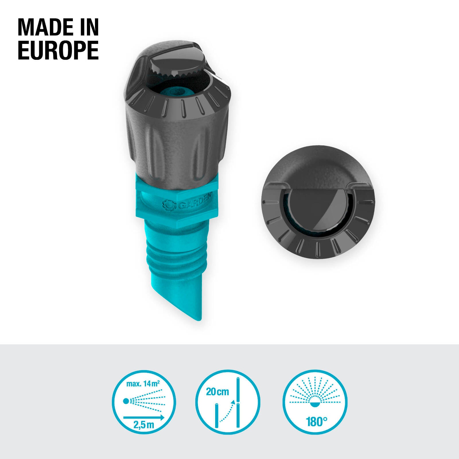 GARDENA 180 Degree Micro Irrigation Spray Nozzle 5 Pack Black/Turquoise