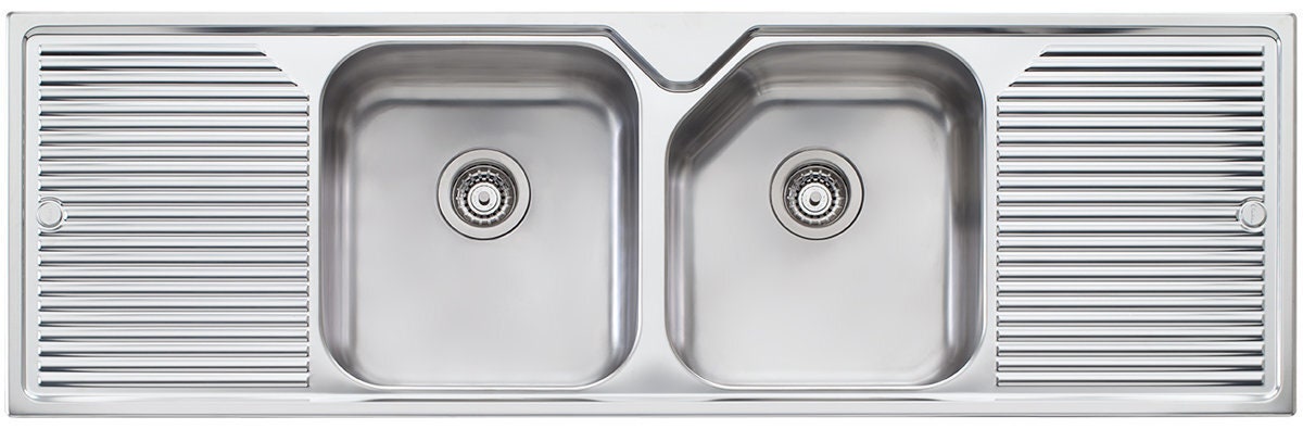 Oliveri Nu-Petite Double Bowl Topmount Sink - Double Drainer - No Tap Hole - NP653