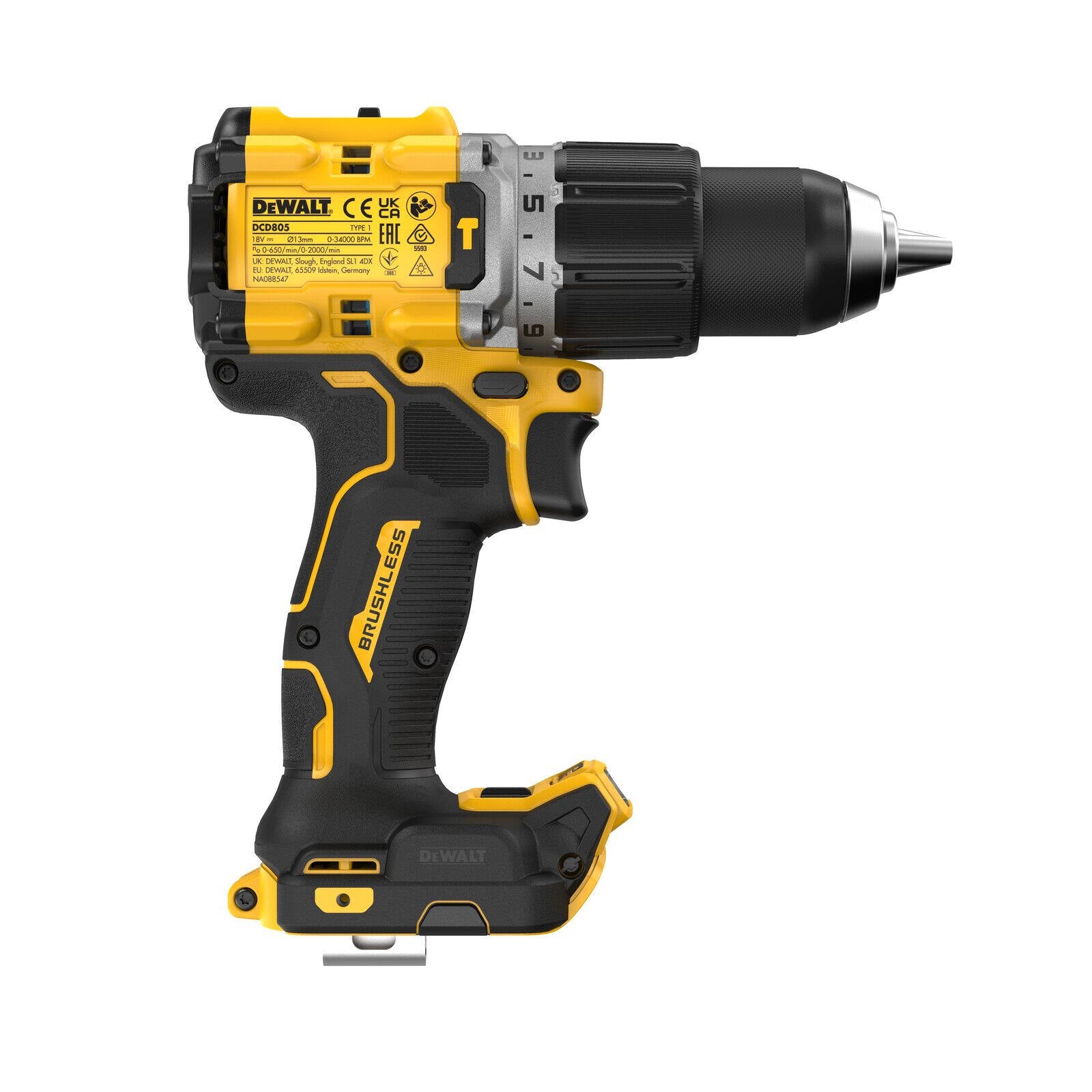 DeWALT 18V XR Compact Brushless Hammer Drill Driver Skin Only DCD805N-XJ