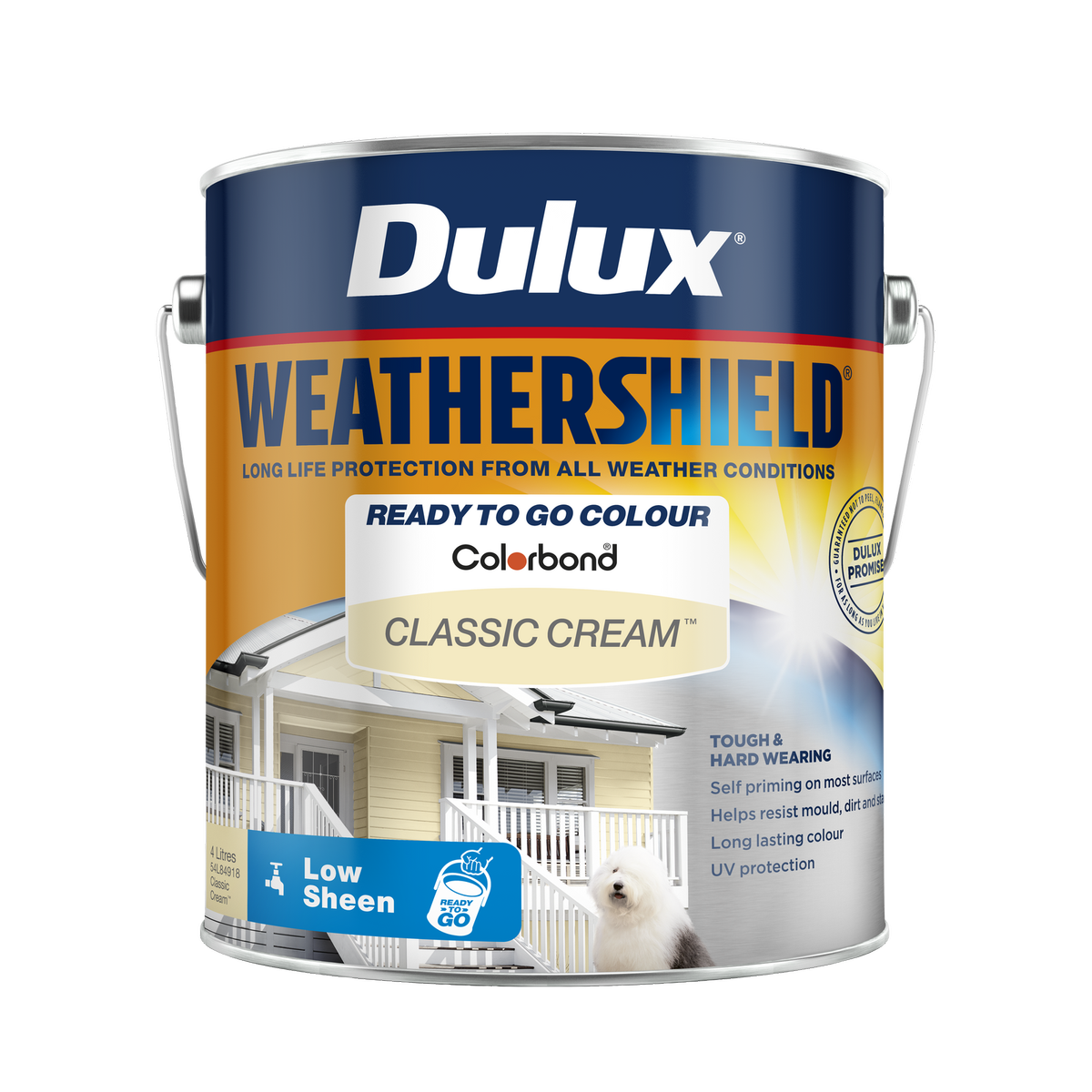 Dulux Weathershield Low Sheen Exterior Paint 4L Classic Cream 4L - SuperSaverAU - view 1