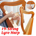 19 String Lyre Harp Acoustic Wooden Harp for Beginners, Home Music Practice