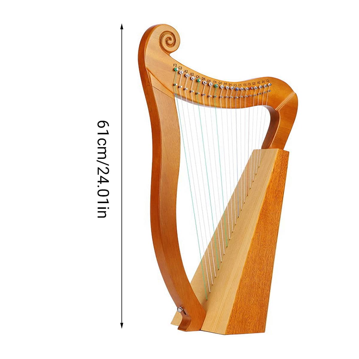 19 String Lyre Harp Acoustic Wooden Harp for Beginners, Home Music Practice - view 3