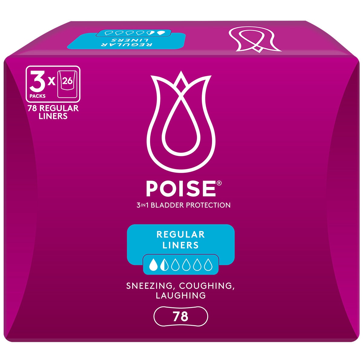 Poise Regular Liners for Bladder Leaks 2 x 78 Pack - SuperSaverAU - view 3