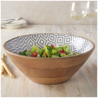 Mikasa Enameled Mango Wood Serving Bowl Grey