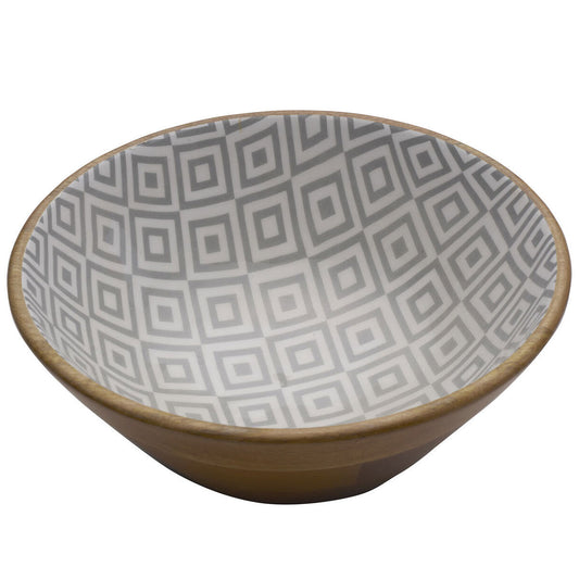 Mikasa Enameled Mango Wood Serving Bowl Grey