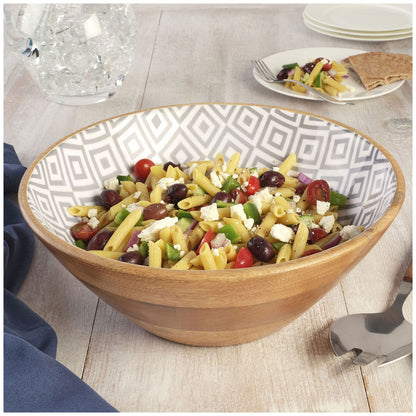 Mikasa Enameled Mango Wood Serving Bowl Grey